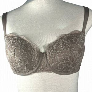 LA Senza bra push-up taupe padded lace bejeweled size 36B